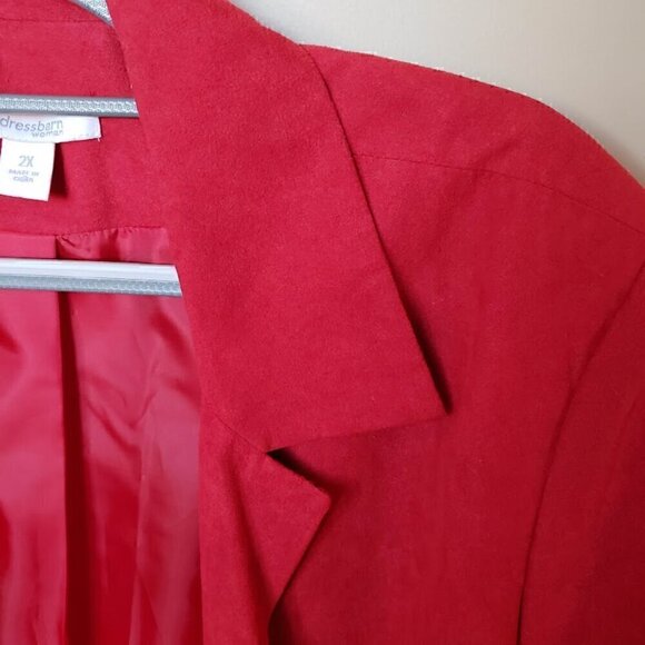 Dressbarn Red Open Front Career Casual Embroidered Plus-sized Blazer Size 2X - Picture 8 of 8